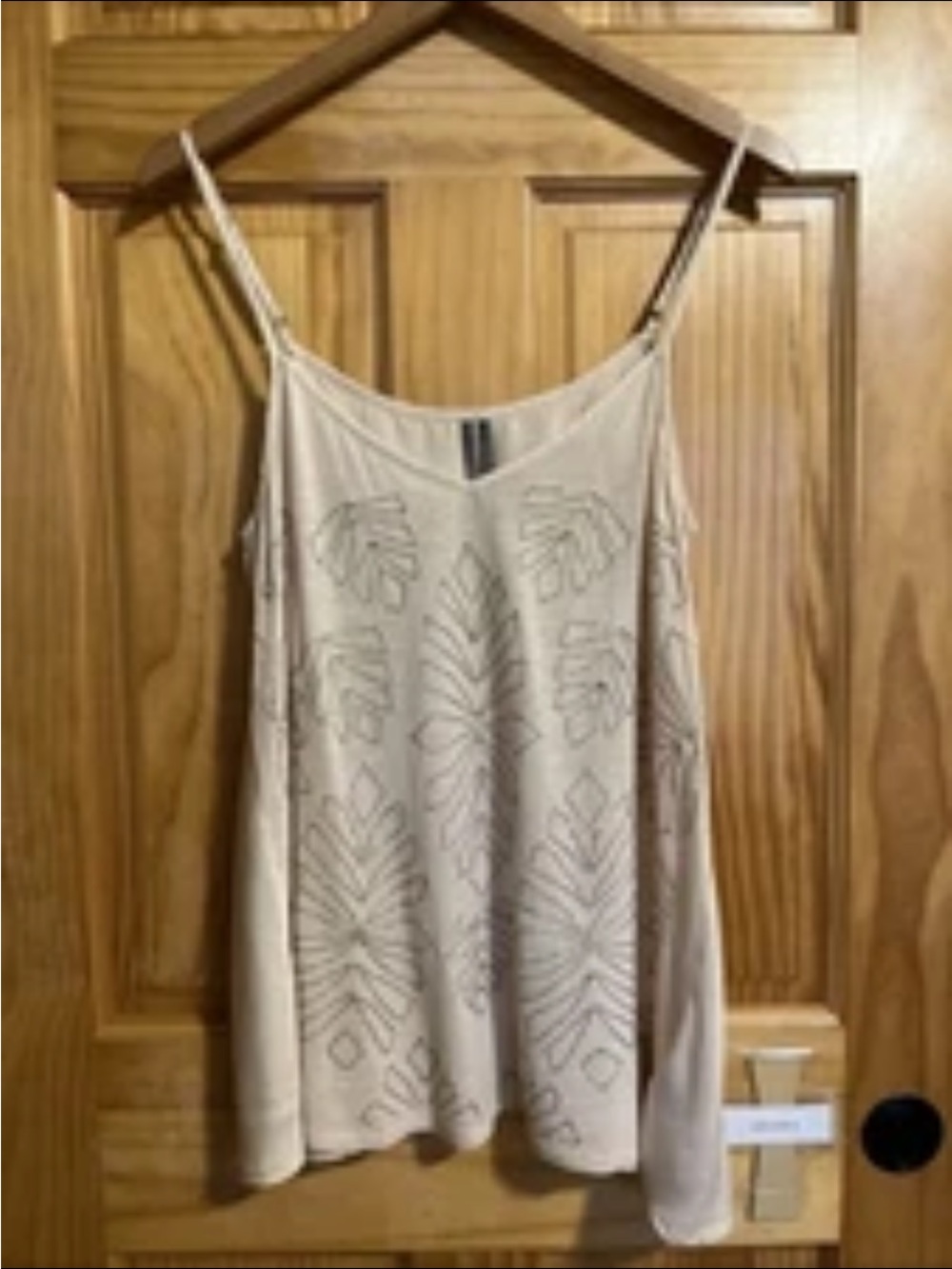 Anthropologie Alison Cream Embroidered Spaghetti Strap Tank